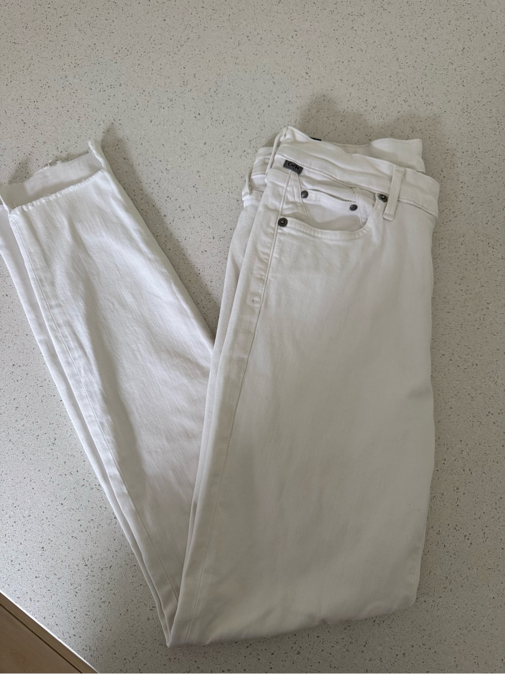 Citizens of Humanity White Rocket Hi-Lo Step Hem High Rise Skinny Jeans-Sz 28
